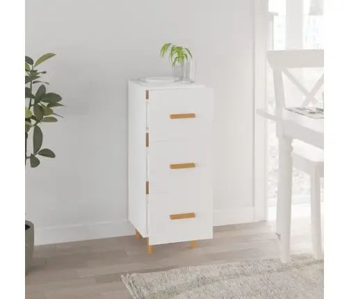 Kumode, Balta, 34,5X34X90 Cm, Inženierijas Koks Vidaxl