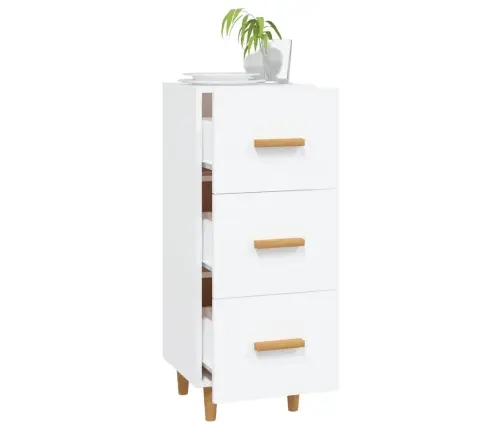 Kumode, Balta, 34,5X34X90 Cm, Inženierijas Koks Vidaxl