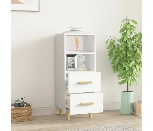 Kumode, Balta, 34,5X34X90 Cm, Inženierijas Koks Vidaxl