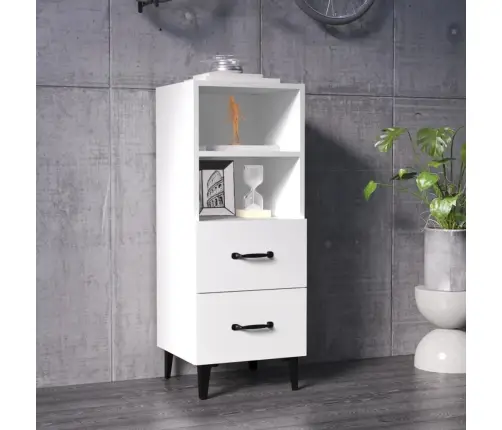 Kumode, Balta, 34,5X34X90 Cm, Inženierijas Koks Vidaxl