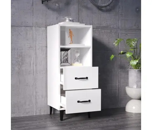 Kumode, Spīdīgi Balta, 34,5X34X90 Cm, Inženierijas Koks Vidaxl