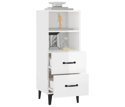 Kumode, Spīdīgi Balta, 34,5X34X90 Cm, Inženierijas Koks Vidaxl