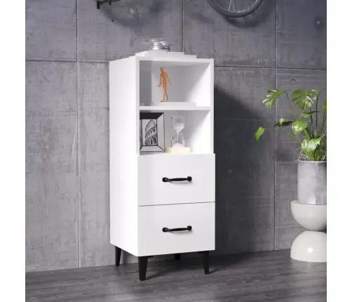 Kumode, Spīdīgi Balta, 34,5X34X90 Cm, Inženierijas Koks Vidaxl