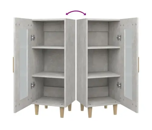 Kumode, Betona Pelēka, 34,5X34X90 Cm, Inženierijas Koks Vidaxl