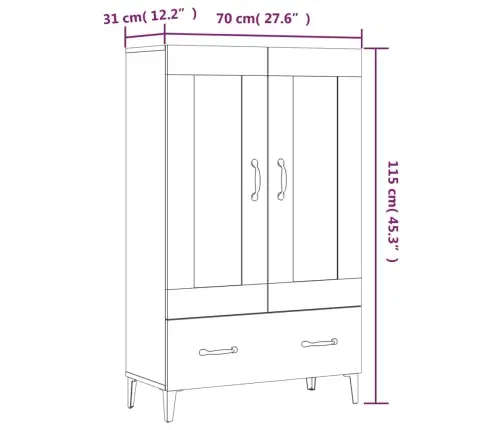 Komoda, Betono Pilkos Spalvos, 70X31X115cm Apdirbta Mediena