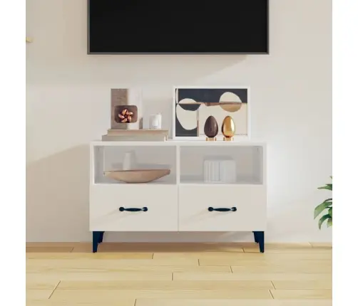 Tv Skapītis, Spīdīgi Balts, 80X36X50 Cm, Inženierijas Koks Vidaxl