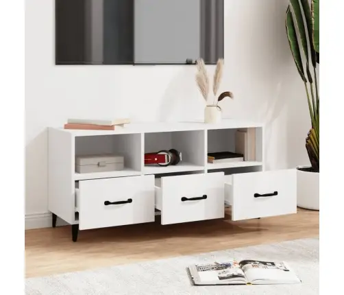Televizoriaus Spintelė, Balta, 102X35X50cm Apdirbta Mediena