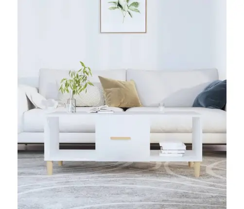 Kafijas Galdiņš, Balts, 102X50X40 Cm, Inženierijas Koks Vidaxl