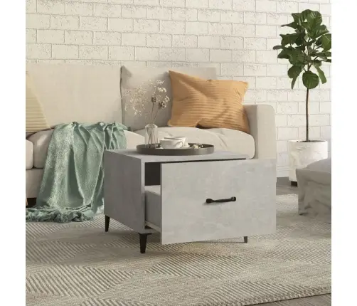 Kafijas Galdiņš Ar Metāla Kājām, Betona Pelēks, 50X50X40 Cm Vidaxl