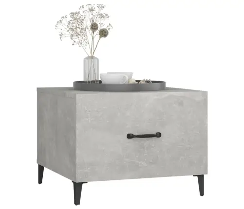 Kafijas Galdiņš Ar Metāla Kājām, Betona Pelēks, 50X50X40 Cm Vidaxl