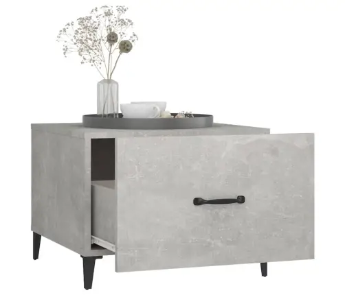 Kafijas Galdiņš Ar Metāla Kājām, Betona Pelēks, 50X50X40 Cm Vidaxl