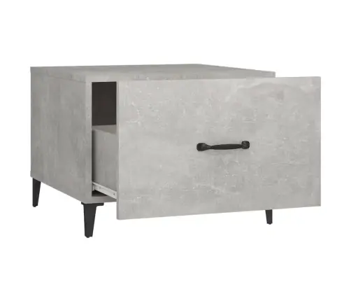 Kafijas Galdiņš Ar Metāla Kājām, Betona Pelēks, 50X50X40 Cm Vidaxl