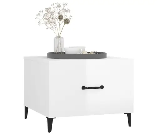 Kohvilauad Metalljalgadega, 2 Tk, Kõrgläikega Valge 50X50X40 Cm