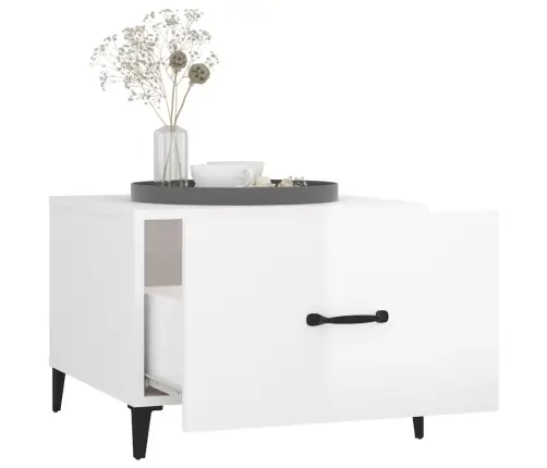 Kohvilauad Metalljalgadega, 2 Tk, Kõrgläikega Valge 50X50X40 Cm