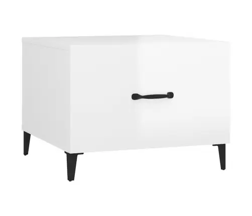 Kohvilauad Metalljalgadega, 2 Tk, Kõrgläikega Valge 50X50X40 Cm