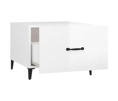 Kohvilauad Metalljalgadega, 2 Tk, Kõrgläikega Valge 50X50X40 Cm