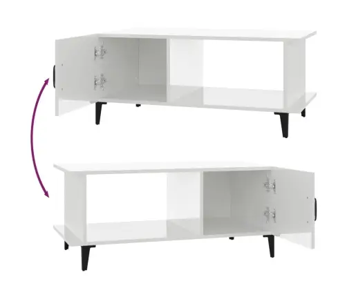 Kohvilaud, Kõrgläikega Valge, 90 X 50 X 40 cm Tehispuit