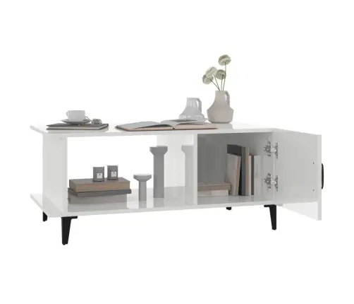 Kohvilaud, Kõrgläikega Valge, 90 X 50 X 40 cm Tehispuit