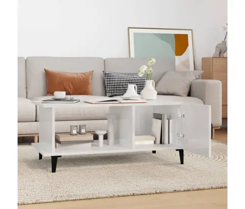 Kohvilaud, Kõrgläikega Valge, 90 X 50 X 40 cm Tehispuit