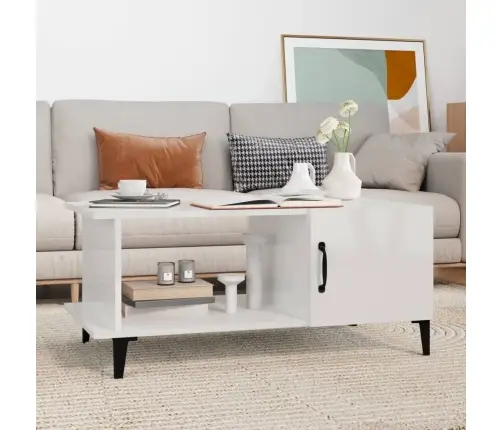 Kohvilaud, Kõrgläikega Valge, 90 X 50 X 40 cm Tehispuit