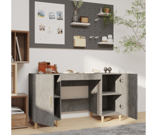 Rašomasis Stalas, Betono Pilkas, 140X50X75cm Apdirbta Mediena