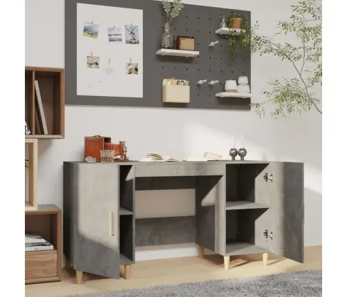 Rašomasis Stalas, Betono Pilkas, 140X50X75cm Apdirbta Mediena
