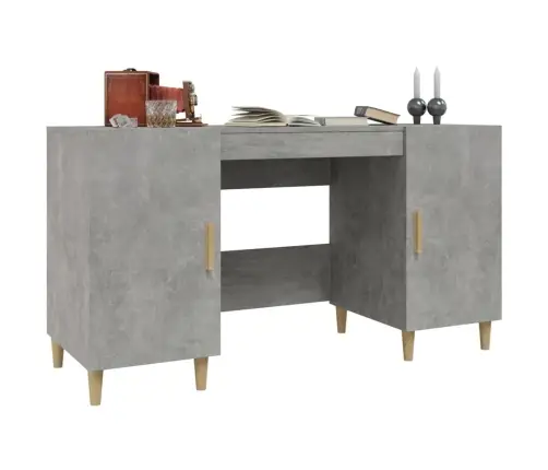 Rašomasis Stalas, Betono Pilkas, 140X50X75cm Apdirbta Mediena