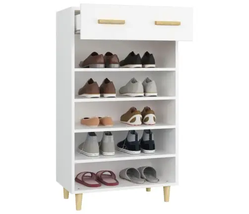 Spintelė Batams, Baltos Spalvos, 60X35X105cm Apdirbta Mediena