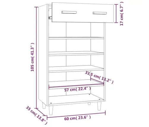 Jalatsikapp, Sonoma Tamm, 60 X 35 X 105 cm Tehispuit