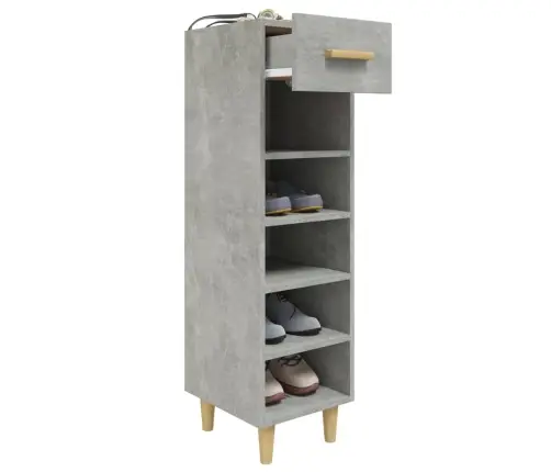 Apavu Skapītis, Betona Pelēks, 30X35X105 Cm, Inženierijas Koks Vidaxl
