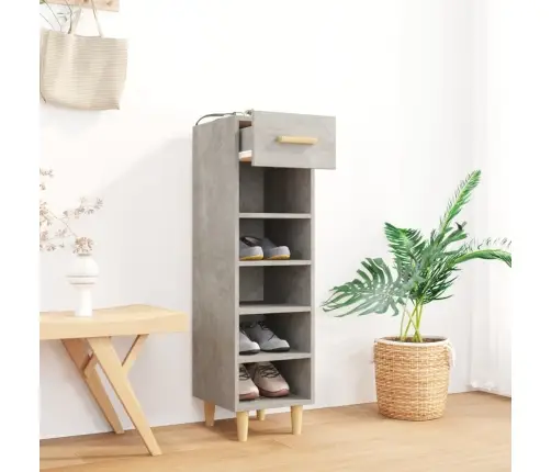 Apavu Skapītis, Betona Pelēks, 30X35X105 Cm, Inženierijas Koks Vidaxl