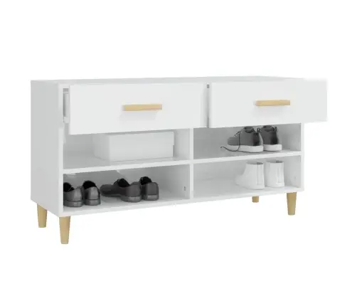 Apavu Skapītis, Spīdīgi Balts, 102X35X55 Cm, Inženierijas Koks Vidaxl