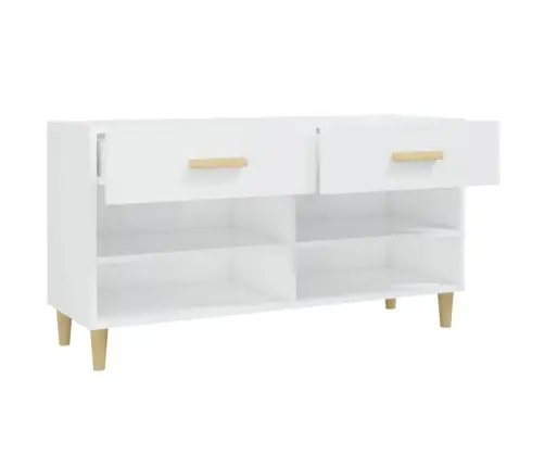 Apavu Skapītis, Spīdīgi Balts, 102X35X55 Cm, Inženierijas Koks Vidaxl