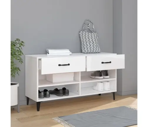 Jalatsikapp, Kõrgläikega Valge, 102 X 35 X 55 cm Tehispuit