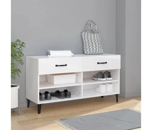 Jalatsikapp, Kõrgläikega Valge, 102 X 35 X 55 cm Tehispuit