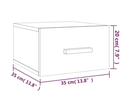 Sienas Naktsskapītis, Balts, 35X35X20 Cm Vidaxl