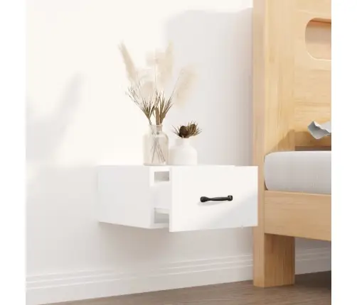 Sienas Naktsskapītis, Balts, 35X35X20 Cm   Vidaxl