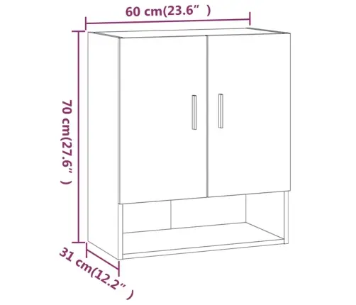 Sienas Skapītis, Ozolkoka Krāsa, 60X31X70 Cm, Inženierijas Koks Vidaxl