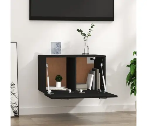 Sienas Skapītis, Melns, 60X36,5X35 Cm, Inženierijas Koks Vidaxl