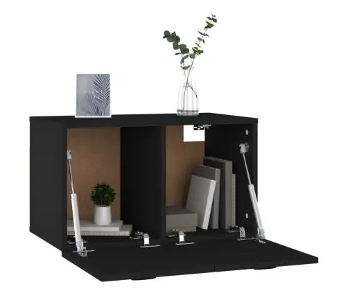 Sienas Skapītis, Melns, 60X36,5X35 Cm, Inženierijas Koks Vidaxl