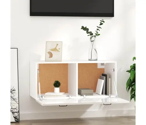 Sienas Skapītis, Spīdīgi Balts, 80X36,5X35Cm, Inženierijas Koks Vidaxl