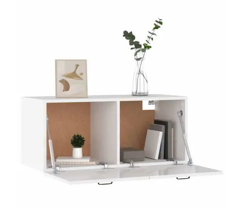 Sienas Skapītis, Spīdīgi Balts, 80X36,5X35Cm, Inženierijas Koks Vidaxl