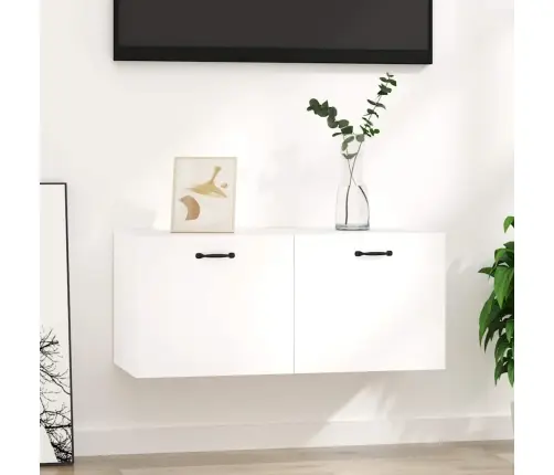 Sienas Skapītis, Spīdīgi Balts, 80X36,5X35Cm, Inženierijas Koks Vidaxl