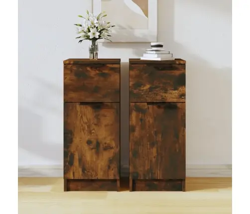 Puhvetkapid 2 Tk, Suitsutatud Tamm, 30 X 30 X 70 Cm Tehispuit