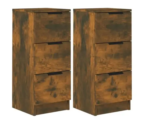 Šoninės Spintelės, 2Vnt., Dūminio Ąžuolo, 30X30X70cm Mediena