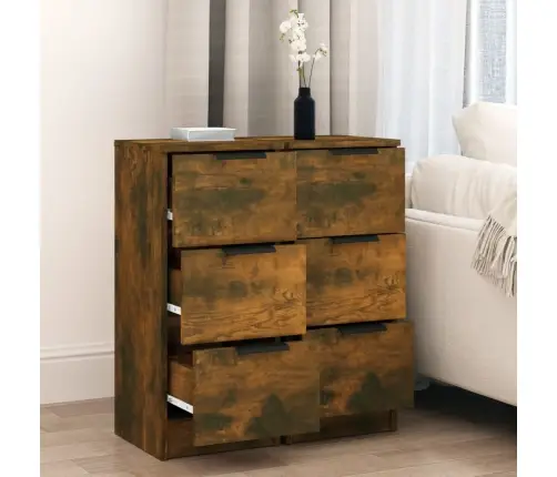 Šoninės Spintelės, 2Vnt., Dūminio Ąžuolo, 30X30X70cm Mediena