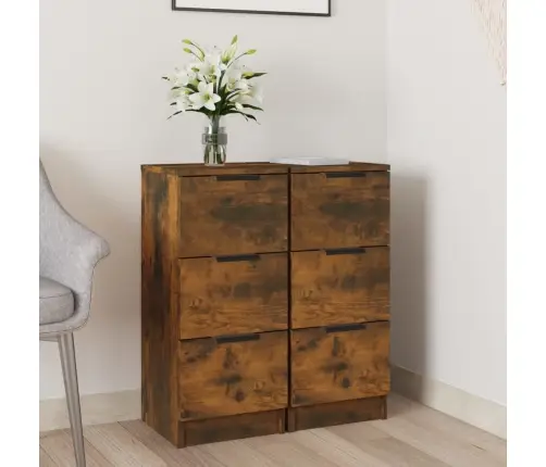 Šoninės Spintelės, 2Vnt., Dūminio Ąžuolo, 30X30X70cm Mediena