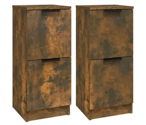 Puhvetkapid 2 Tk, Suitsutatud Tamm, 30 X 30 X 70 Cm Tehispuit