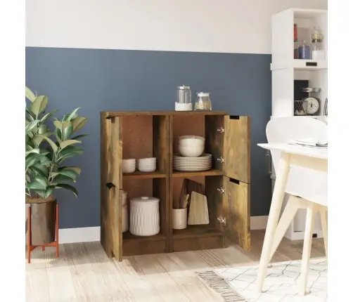 Puhvetkapid 2 Tk, Suitsutatud Tamm, 30 X 30 X 70 Cm Tehispuit