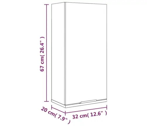 Vannasistabas Sienas Skapītis, Ozolkoka Krāsa, 32X20X67 Cm Vidaxl